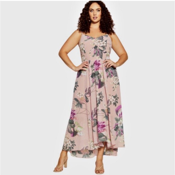 City Chic Dresses & Skirts - City Chic Maxi Mila Pink Floral Adjustable Strap Maxi Dress L/20 Wedding Guest